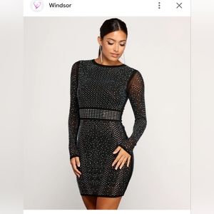 Stunning mini dress by Windsor beaded embellished black size xs or small